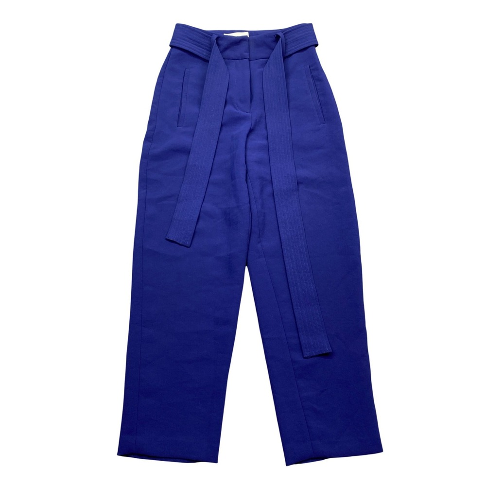 Wilfred Aritzia Womens 00 Blue High Waisted Tie Belt Wide Leg Cropped Pants